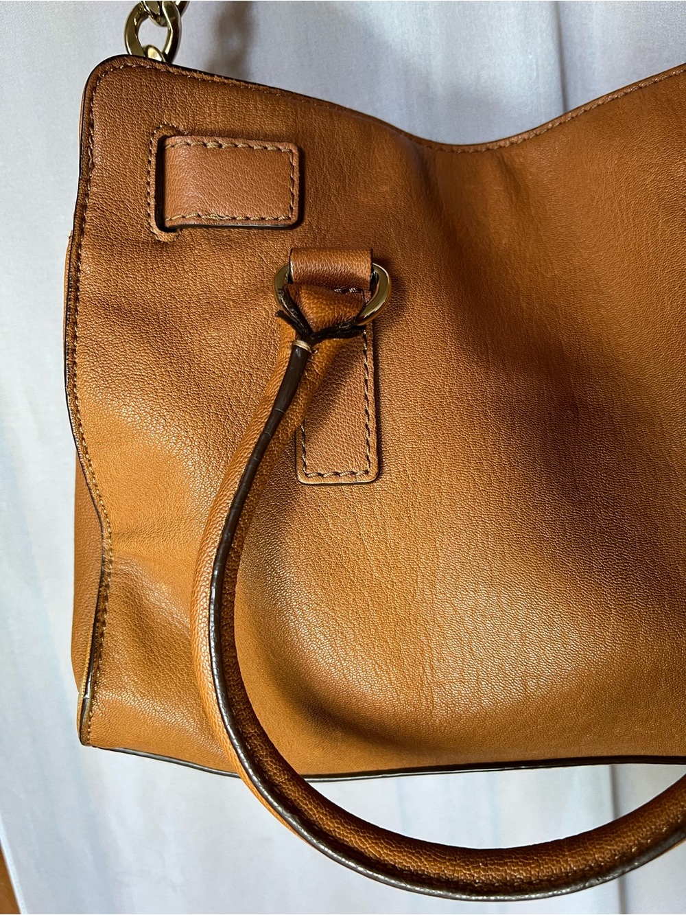 Michael Kors Hamilton Leather Satchel Bag Cognac Tan (Very Good Condition) - Picture 9 of 11